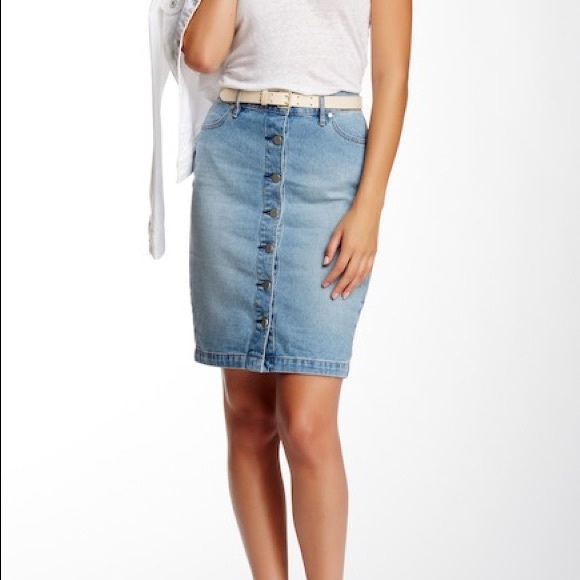 Merose and the Market Front Button Denim Skirt - Picture 2 of 6